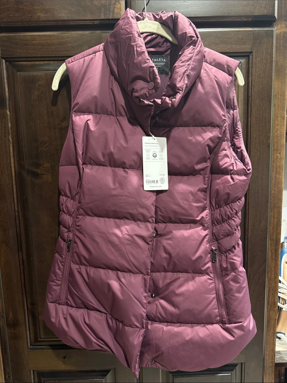 Athleta Wine-Colored Quilted Puffer Vest